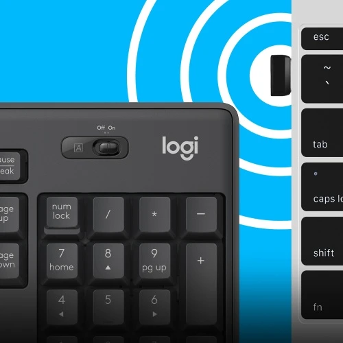 Pelė Logitech MK295 Silent Wireless Combo Belaidė klaviatūra, US Int, Graphite (SPEC)