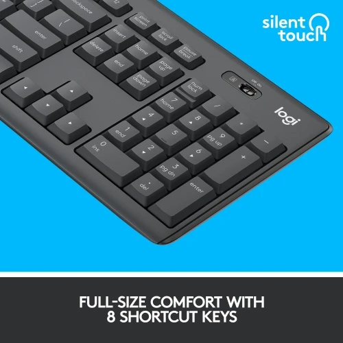 Pelė Logitech MK295 Silent Wireless Combo Belaidė klaviatūra, US Int, Graphite (SPEC)