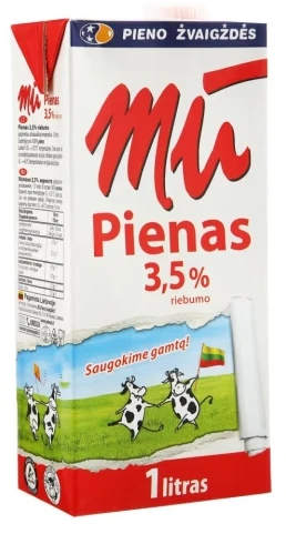 Pienas MŪ 3,5% riebumo, natūralus, 1 L x 12 vnt