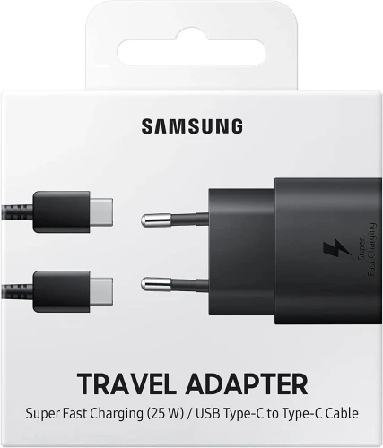 Samsung EP-TA800 Super Fast Charging 25W Įkroviklis USB-C + Kabelis USB-C, Juoda