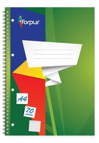 Sąsiuvinis su spirale Forpus, A4/70, linija, minkštas viršelis 0722-022
