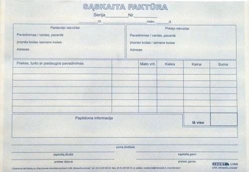 Aptel Technoinform Blankai Sąskaitos-faktūros A5x2x50 be numeracijos, savikopijuojanti