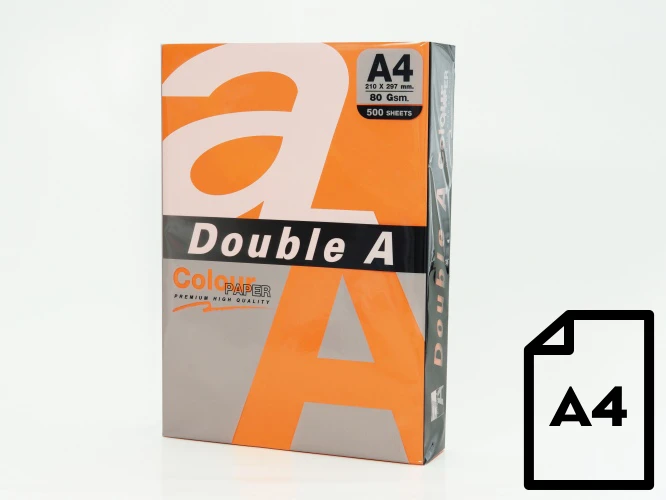 Double A Spalvotas popierius Dvigubas A, 80g, A4, 500 lapų, Šafraninis