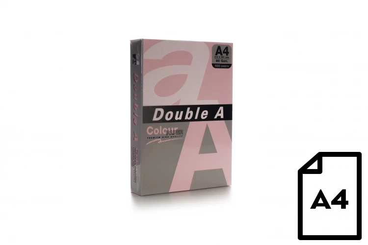 Spalvotas popierius Double A, 80g, A4, 500 lapų, Rožinė