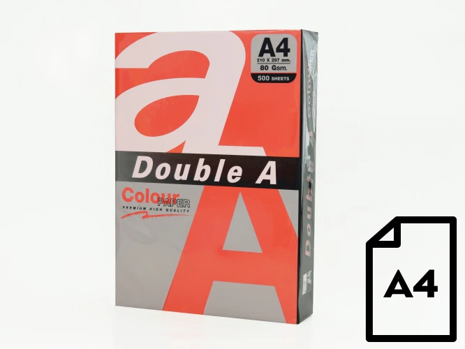 Spalvotas popierius Double A, 80g, A4, 500 lapų, Raudona