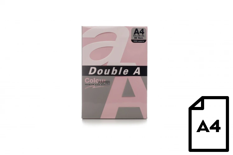 Spalvotas popierius Double A, 80g, A4, 500 lapų, Rožinė
