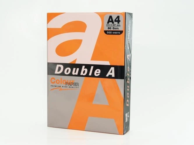 Double A Spalvotas popierius Dvigubas A, 80g, A4, 500 lapų, Šafraninis