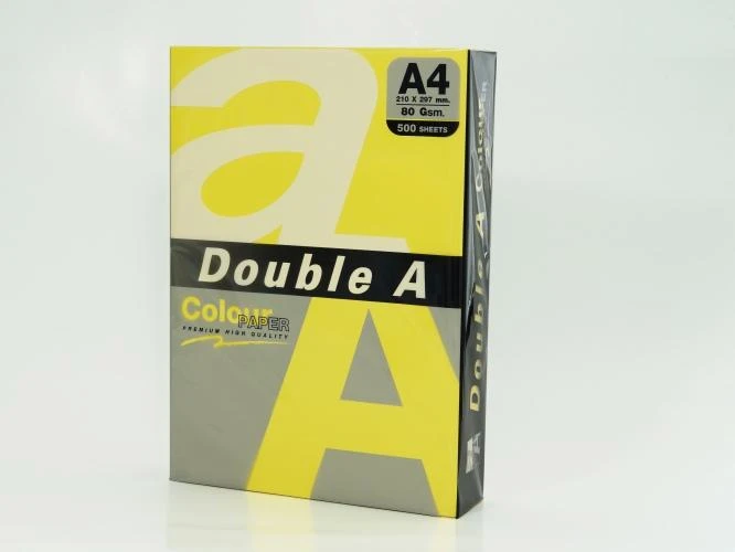 Double A Spalvotas popierius Dvigubas A, 80g, A4, 500 lapų, Citrininis