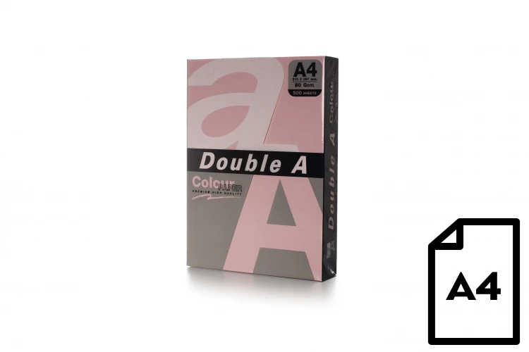 Spalvotas popierius Double A, 80g, A4, 500 lapų, Rožinė