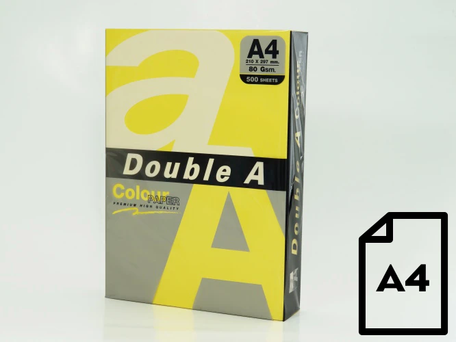 Double A Spalvotas popierius Dvigubas A, 80g, A4, 500 lapų, Citrininis