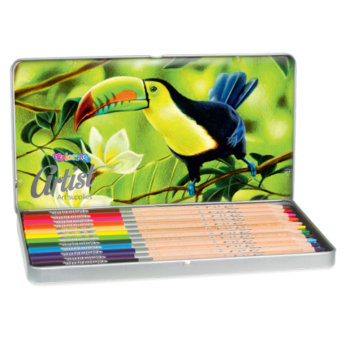 Spalvoti pieštukai COLORINO Artist 12 spalvų, metalinėje dėžutėje