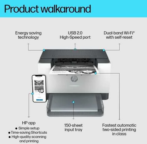 Hewlett Packard (HP) HP LaserJet Pro M209dw Spausdintuvas - A4 Mono lazerinis, Print, Auto-Duplex, LAN, WiFi, 29ppm, 200-2000 pages per month (replaces M102w, M209dwe)