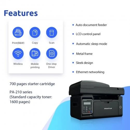 Pantum M6550NW Spausdintuvas lazerinis MFP Nespalvotas A4 22ppm Wi-Fi USB Tinklinis LAN