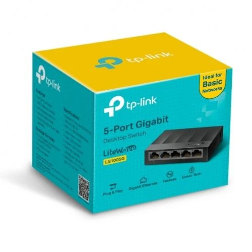 Šakotuvas TP-LINK LiteWave 5 prievadų gigabito darbalaukio komutatorius su 5 gigabito RJ45 prievadais, plieniniame korpuse