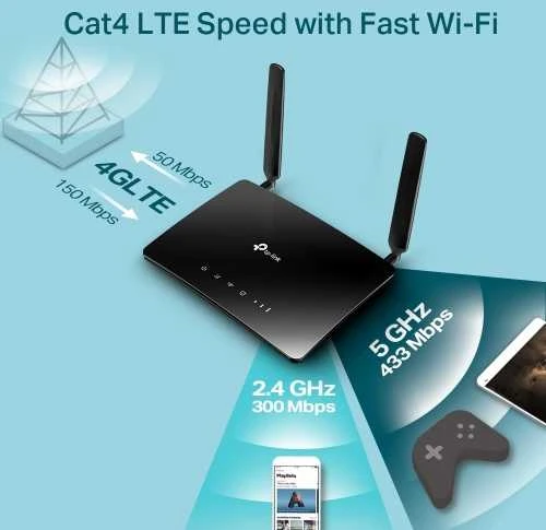 TP-LINK AC750 Wireless Dual Band 4G LTE Maršrutizatorius
