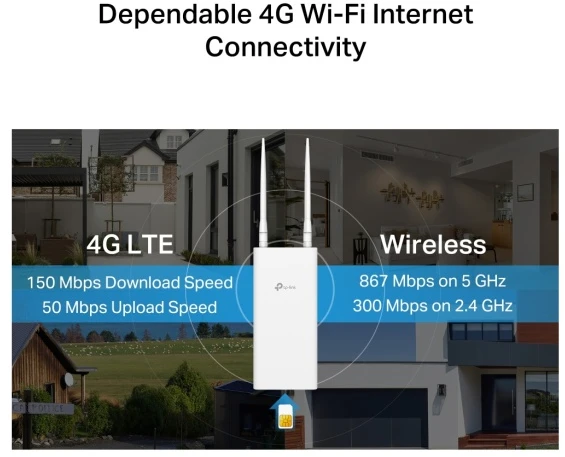 TP-LINK 4G AC1200 dviejų dažnių „Wi-Fi“ lauko maršrutizatorius | Archer MR402-Outdoor | 802.11n | 10/100 Mbit/s | Ethernet LAN (RJ-45) jungtys 1 | MU-MiMO Ne | PoE įvestis