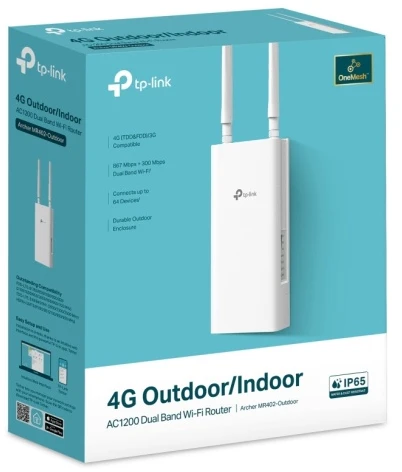 TP-LINK 4G AC1200 dviejų dažnių „Wi-Fi“ lauko maršrutizatorius | Archer MR402-Outdoor | 802.11n | 10/100 Mbit/s | Ethernet LAN (RJ-45) jungtys 1 | MU-MiMO Ne | PoE įvestis