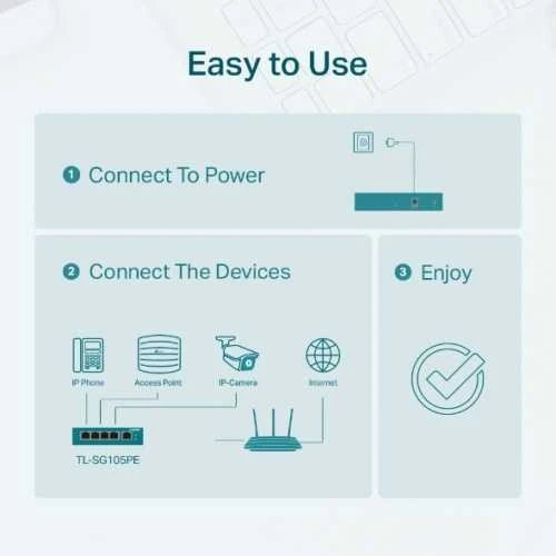 Šakotuvas TP-Link 5-PORT GIGAB EASY SMART SWITCH - WITH 4-PORT POE+