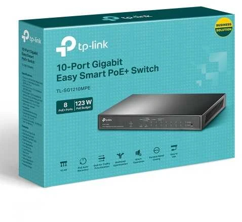Šakotuvas TP-Link TL-SG1210MPE 10 prievadų gigabito „Easy Smart“ šakotukas su 8 prievadų „PoE+“