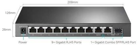 Šakotuvas TP-Link TL-SG1210MPE 10 prievadų gigabito „Easy Smart“ šakotukas su 8 prievadų „PoE+“