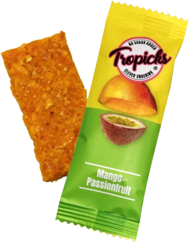 Tropicks Džiovintų mangų, pasiflorų batonėlis, 20 g