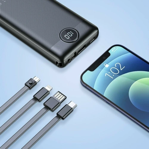 Išorinė baterija POWER BANK VEGER C10 10000mAh (USB,USB-A,Type-C,MicroUSB,lightning) juoda