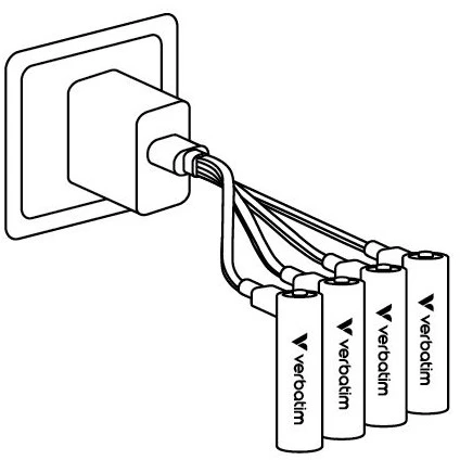 Verbatim 30249 USB-C Įkraunamos baterijos Li-ion AA 2100mAh (4 vnt pakuotėje)