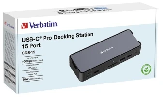 VERBATIM USB-C Pro įkrovimo stotelė, 15 prievadų, CDS-15
