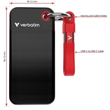 Kietasis diskas Verbatim Dysk SSD 1TB - USB 3.2 gen.2 juodos ir raudonos spalvos 32192