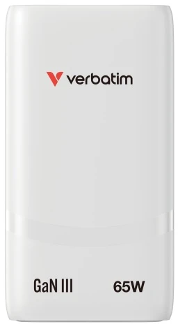 Verbatim GaN kelioninis įkroviklis sulankstomas „n“ Go 65 W, 2 × USB-C PD ES kištukas, Baltas