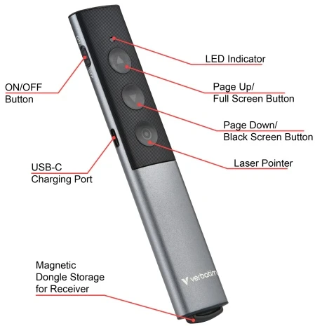 Verbatim Agenda Wireless Presenter with Raudona lazerinis Pointer
