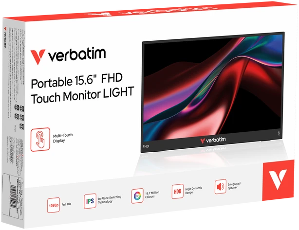 Verbatim LIGHT 15,6" FHD Portable Touch Monitorius juoda 32402