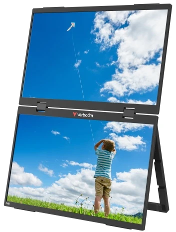 Verbatim 32403 Dual Nešiojamas monitorius 15.6'' × 2 IPS FHD 1920x1080 10ms 250cd/m2 60Hz, Juoda