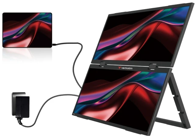 Verbatim 32403 Dual Nešiojamas monitorius 15.6'' × 2 IPS FHD 1920x1080 10ms 250cd/m2 60Hz, Juoda