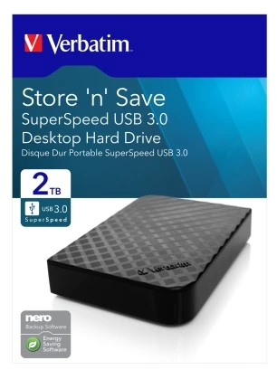 Verbatim STORE N SAVE 3.5 colių, 2 TB, USB 3.0 išorinis kietasis diskas (8,89 cm)