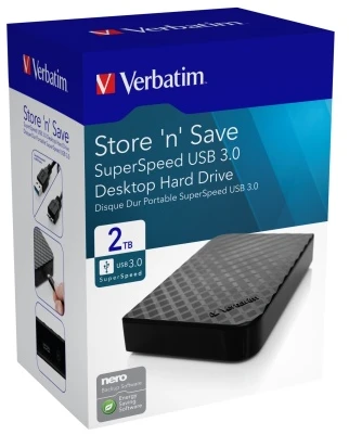 Verbatim STORE N SAVE 3.5 colių, 2 TB, USB 3.0 išorinis kietasis diskas (8,89 cm)