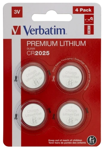 Verbatim 49532 Lithium baterijos CR2025 3V (4 vnt pakuotėje)