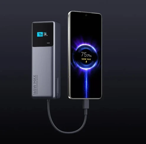 „Xiaomi 165W Power Bank“ (integruotas laidas) | 10000 mAh | USB-C | Pilka