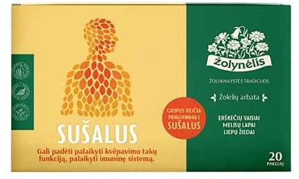 Žolelių arbata Sušalus, 20 pakelių dėžutė