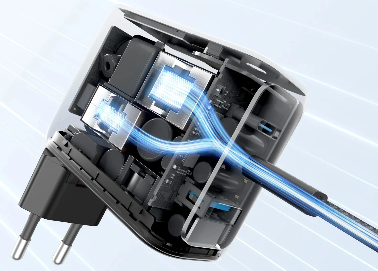 Įkroviklis Anker 100W, 3 Ports, Smart Ekranas (juodas) su 1.5 m. kabeliu aprašymas - Prekės nuotrauka