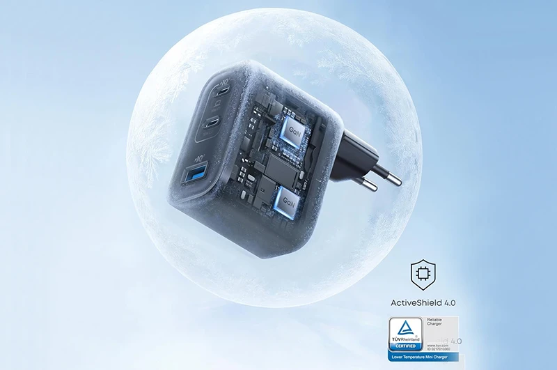 Įkroviklis Anker Nano (70W, 3 lizdai) juodas be kabelio aprašymas - Prekės nuotrauka