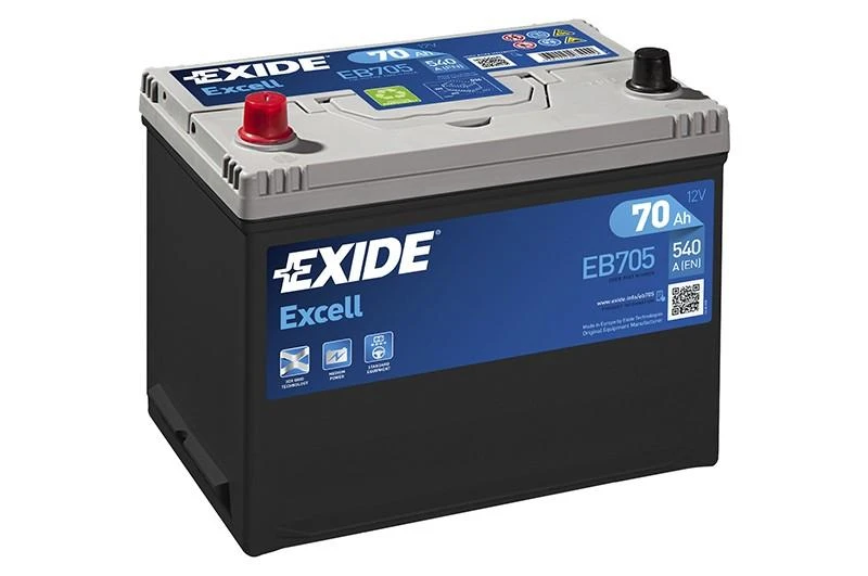 Exide Excell EB705 akumuliatorius su raudonu poliumi