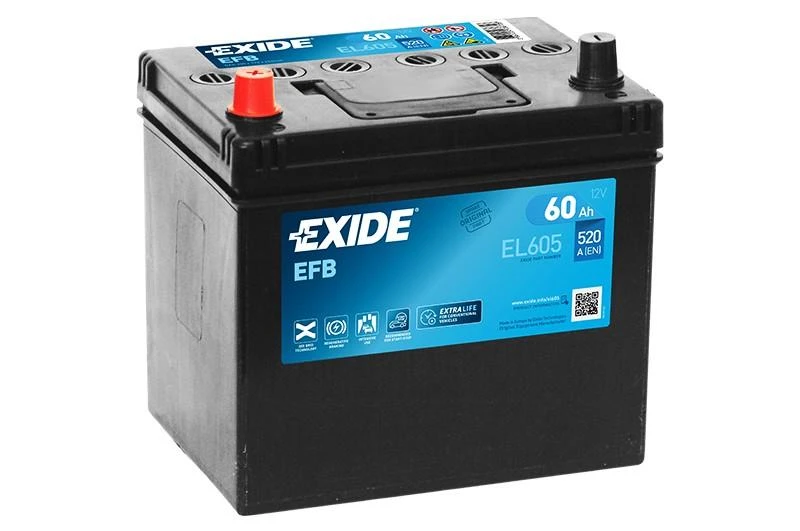 Exide EFB 60Ah akumuliatorius su technine etikete