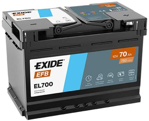 EXIDE EL700 EFB 70Ah 720A (EN) 12V akumuliatorius