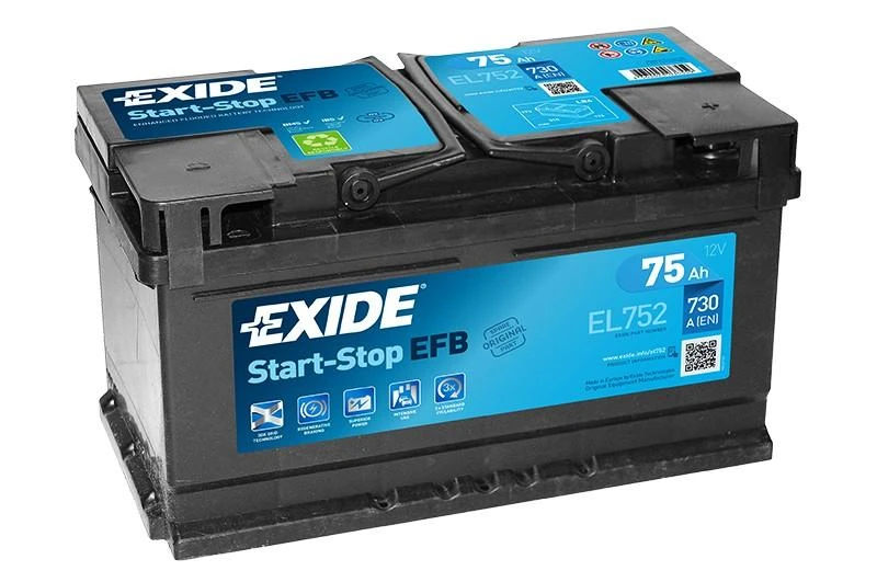 EXIDE EL752 EFB 75Ah 730A (EN) 12V akumuliatorius