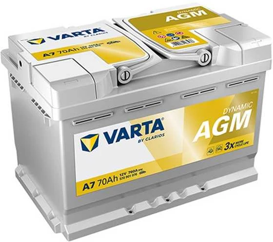 VARTA A7 AGM (E39) (570901076) 70Ah 760A akumuliatorius