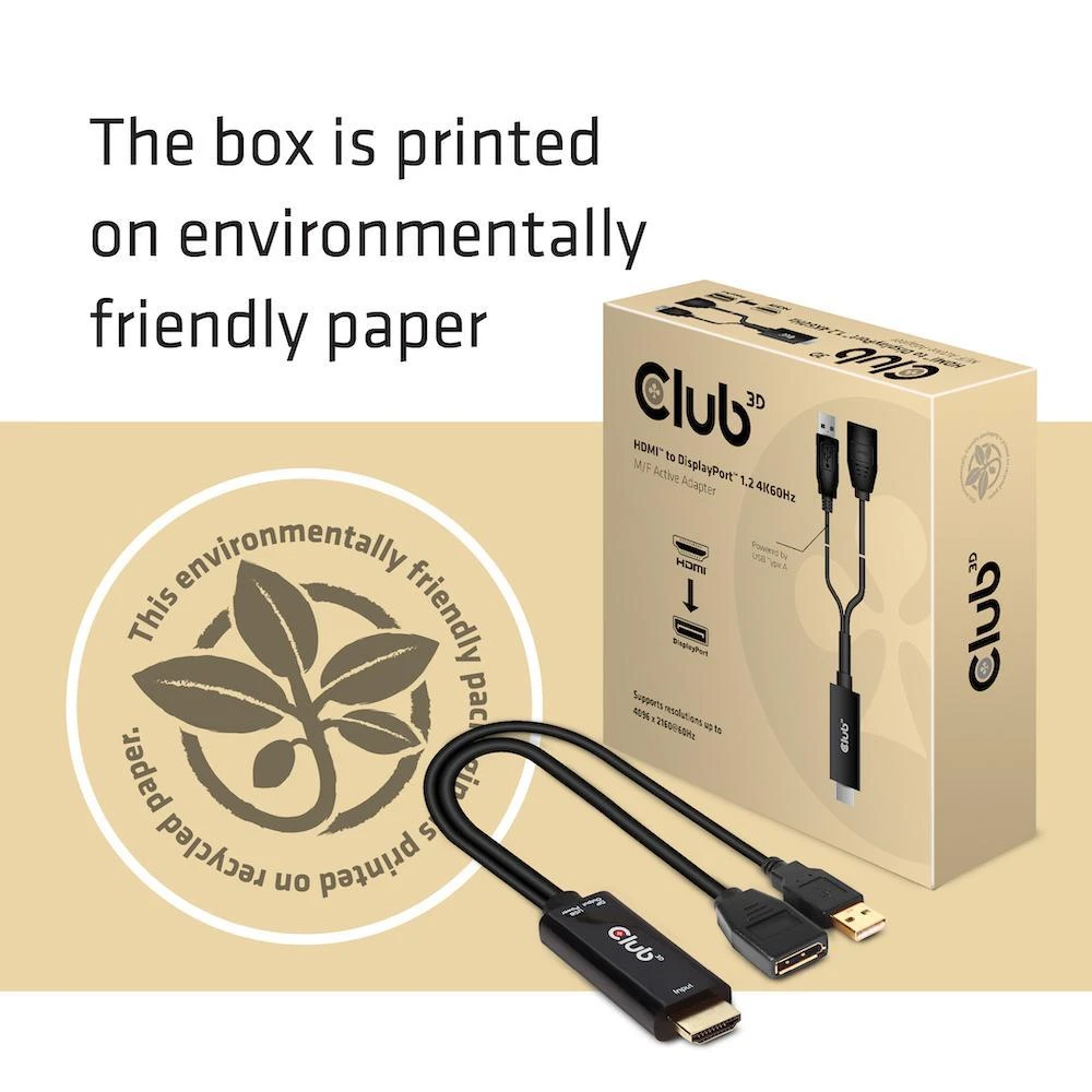 Club 3D CLUB3D HDMI 2.0 Į DISPLAYPORT 1.2 4K60HZ HDR M/F ACTIVE ADAPTER Juodas