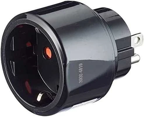 Elektros lizdo adapteris, JAV / Jap į ES , įžemintas, gyvūnų apsauga Brennenstuhl juodas / GT-473