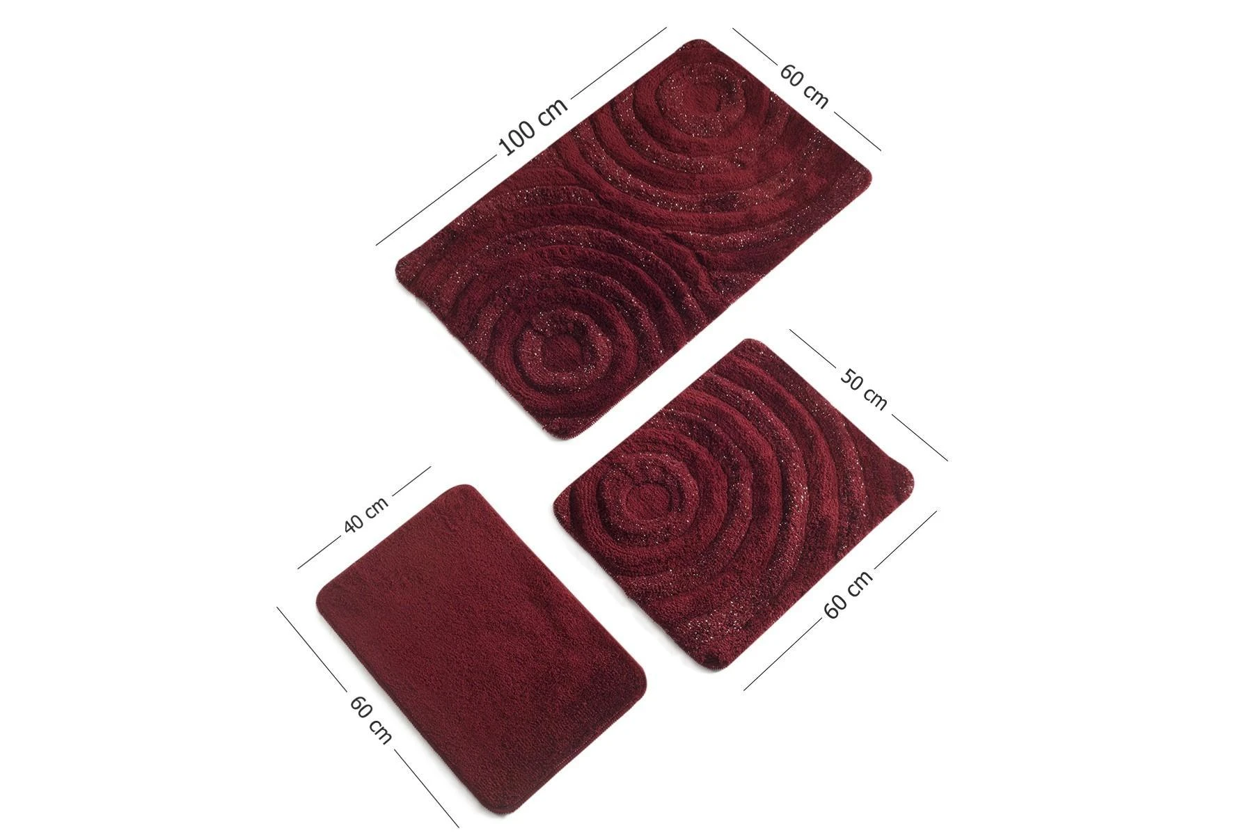 Foutastic Bathmat rinkinys (3 vnt.) Wave - Raudona