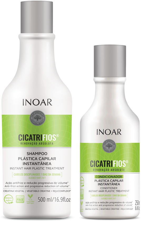 INOAR CicatriFios Duo Kit - šampūnas ir kondicionierius atkuriantis plauko struktūrą 500 ml + 250 ml